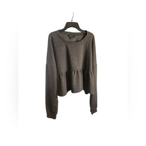 L.N.V / LNV Women's Long Sleeve Top Sweater Size XL Gray Cropped